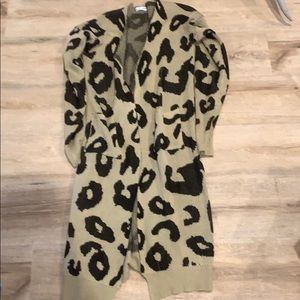 Leopard Print Boho Duster Sweater Cardi Size M